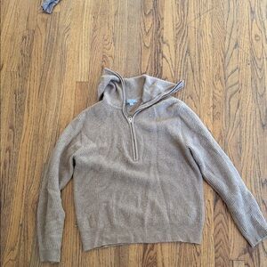 J. Crew Beige Ribbed Zip Sweater